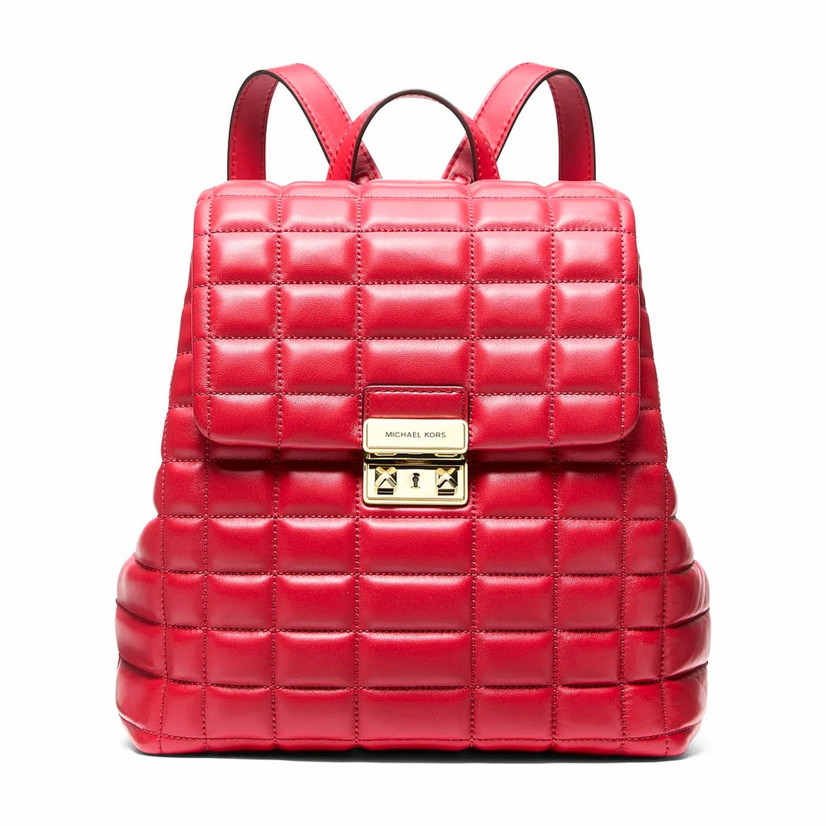 Michael Kors Tribeca Small Quilted Leather Backpack - CRIMSON