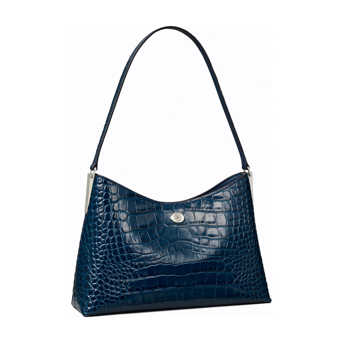 Tory Burch Small Robinson Croc-Embossed Shoulder Bag - Twilight