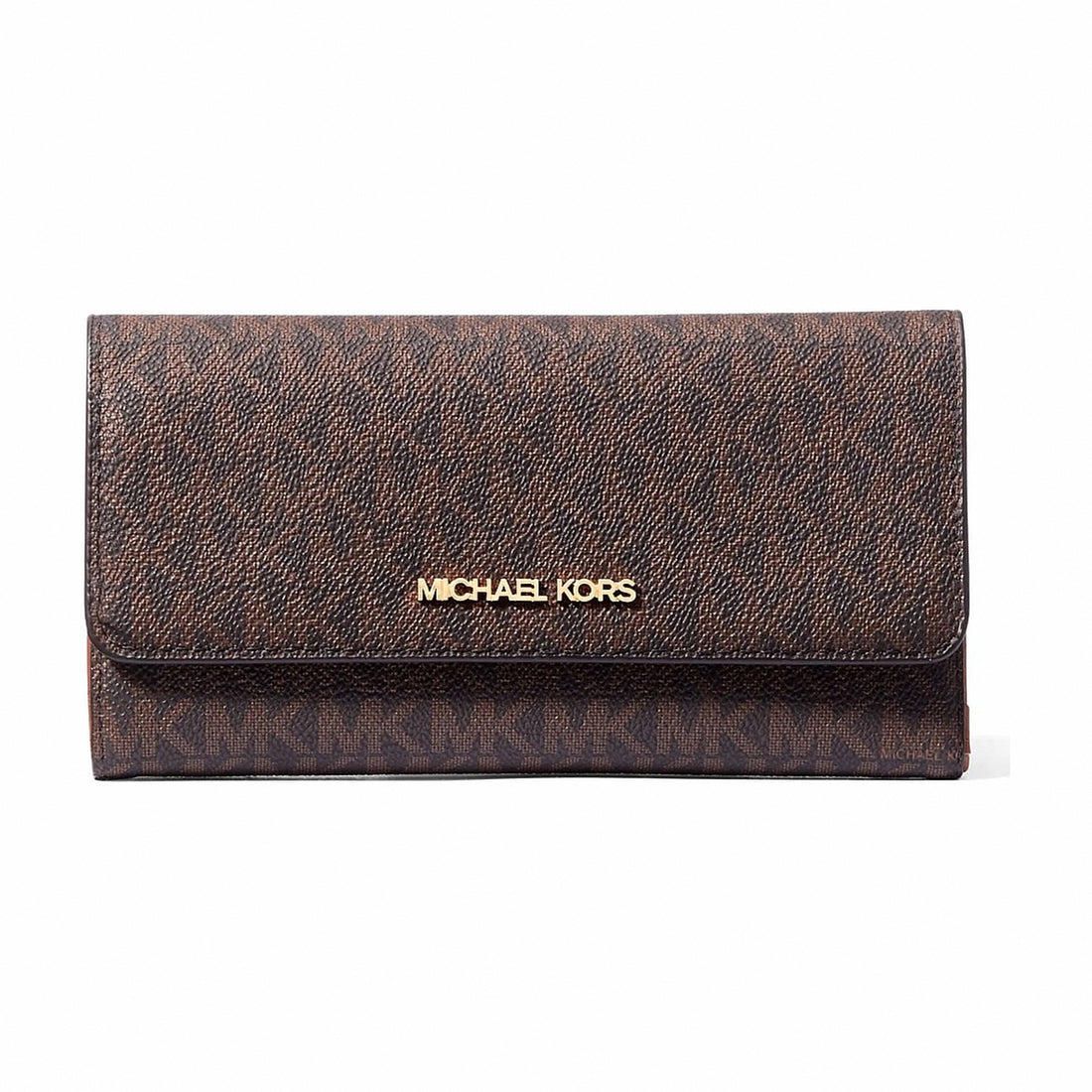 Michael Kors Jet Set Large Logo Tri-Fold Wallet - BROWN