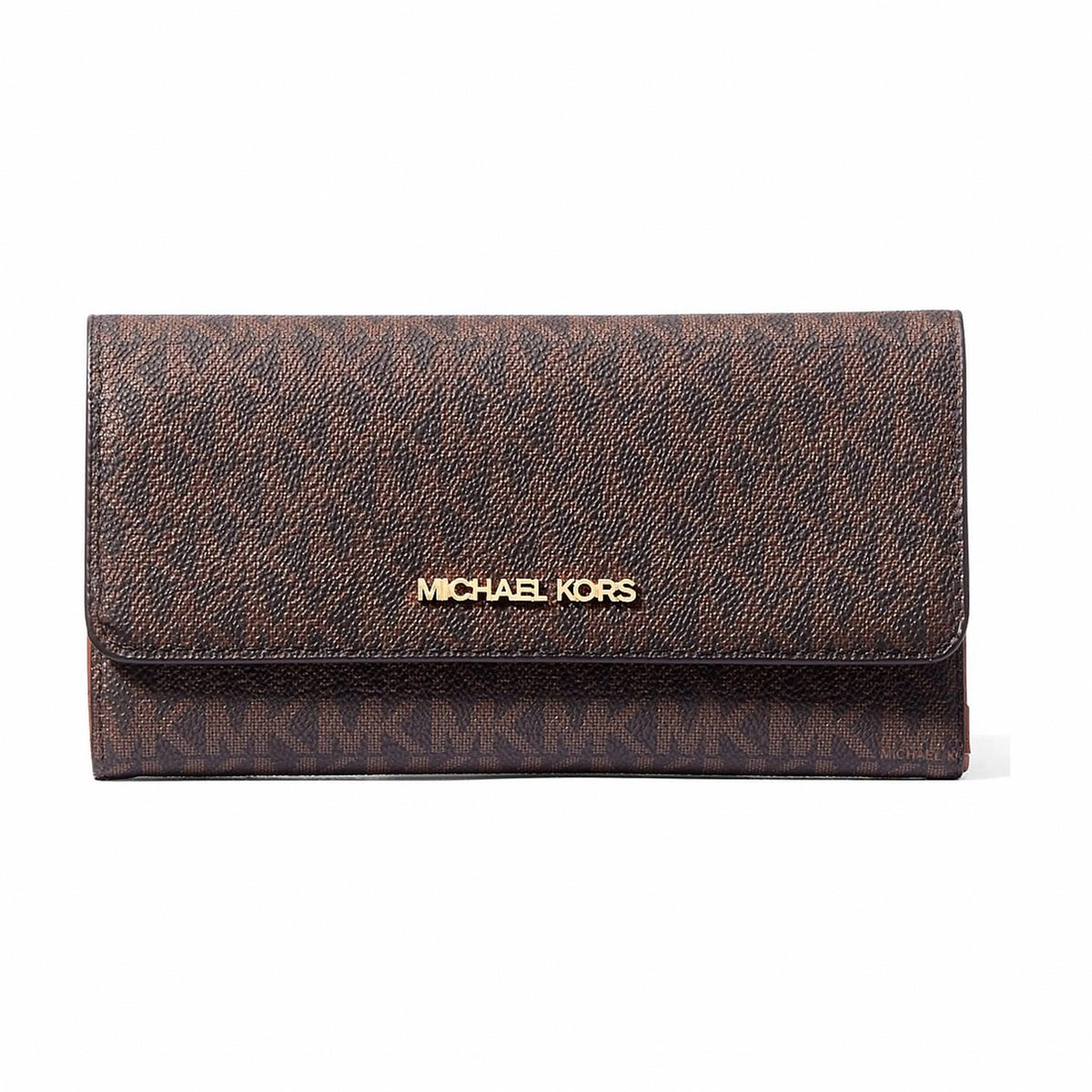 Michael Kors Jet Set Large Logo Tri-Fold Wallet - BROWN