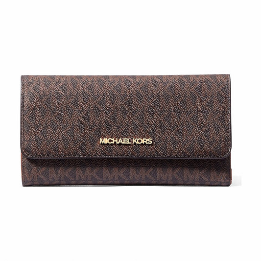 Michael Kors Jet Set Large Logo Tri-Fold Wallet - BROWN