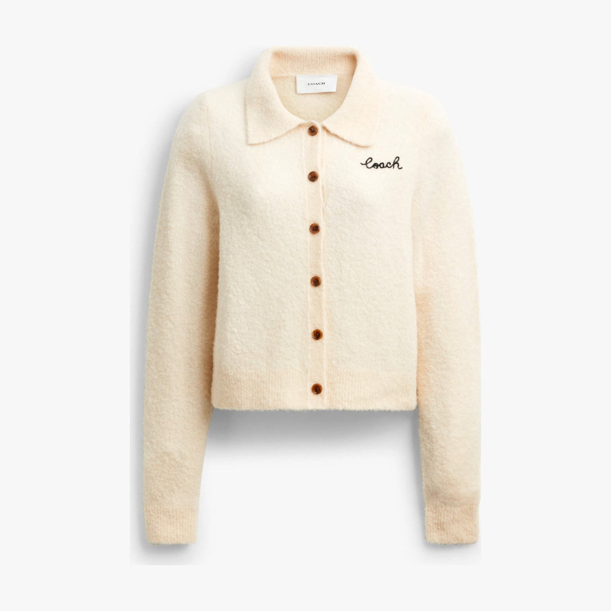 Coach Embroidered Cropped Cardigan - Ecru