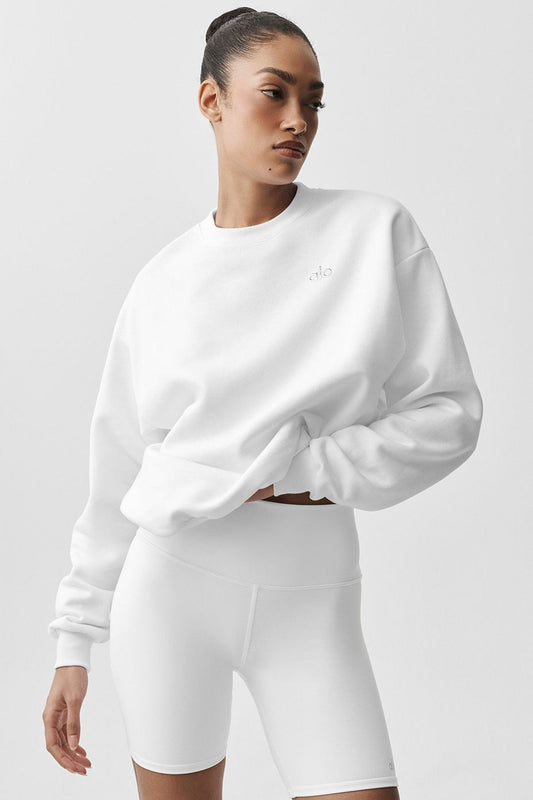 Alo Yoga Accolade Crew Neck Pullover - White