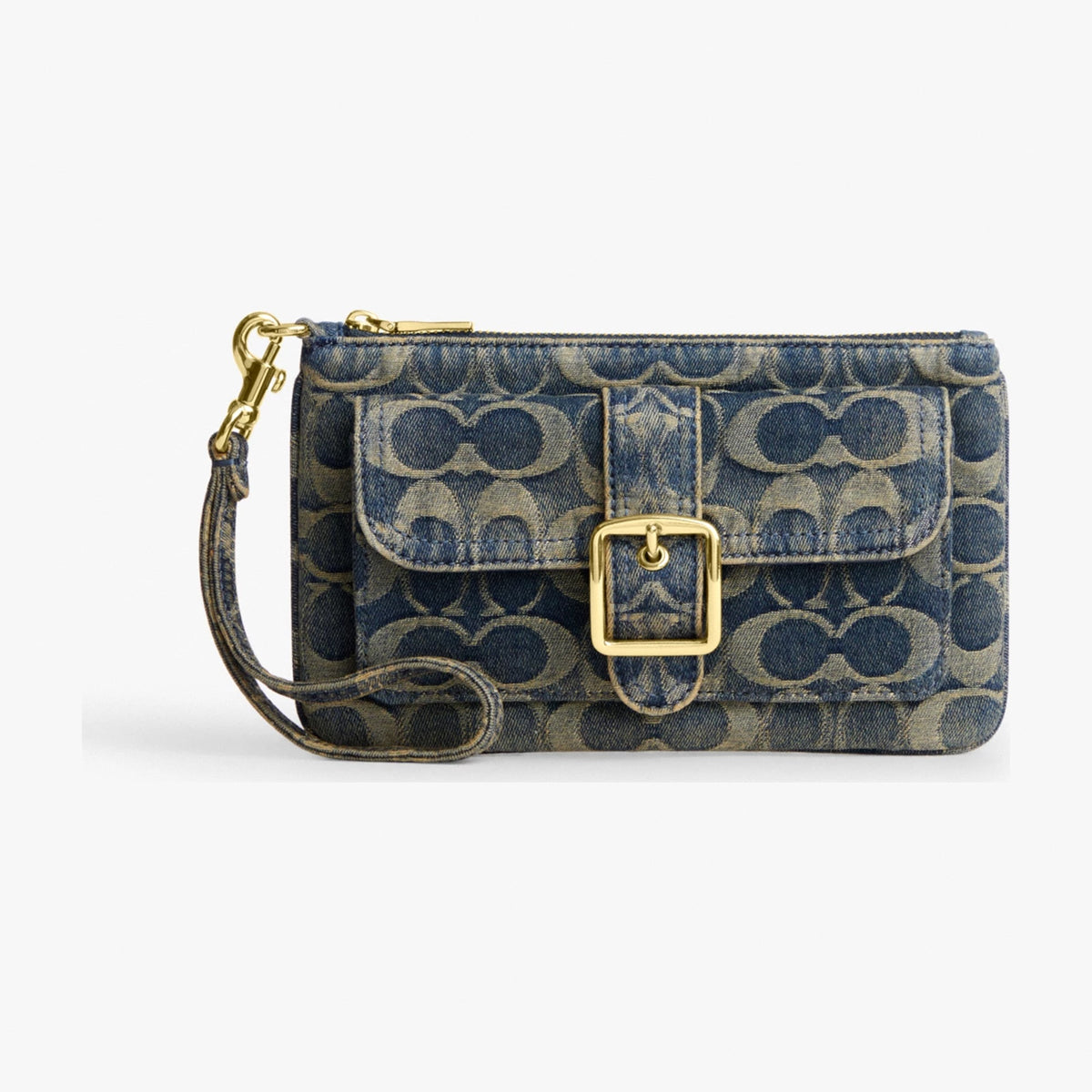 Coach Ashton Wristlet In Signature Regenerative Cotton Denim - Gold/Denim