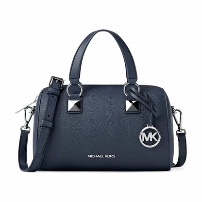 Michael Kors Grayson Small Pebbled Leather Duffel Crossbody Bag - NAVY