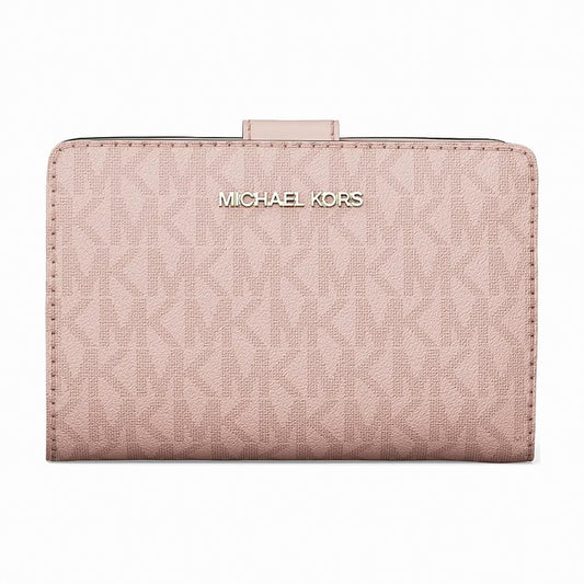 Michael Kors Jet Set Medium Signature Logo Bi-Fold Wallet - POWDER BLUSH