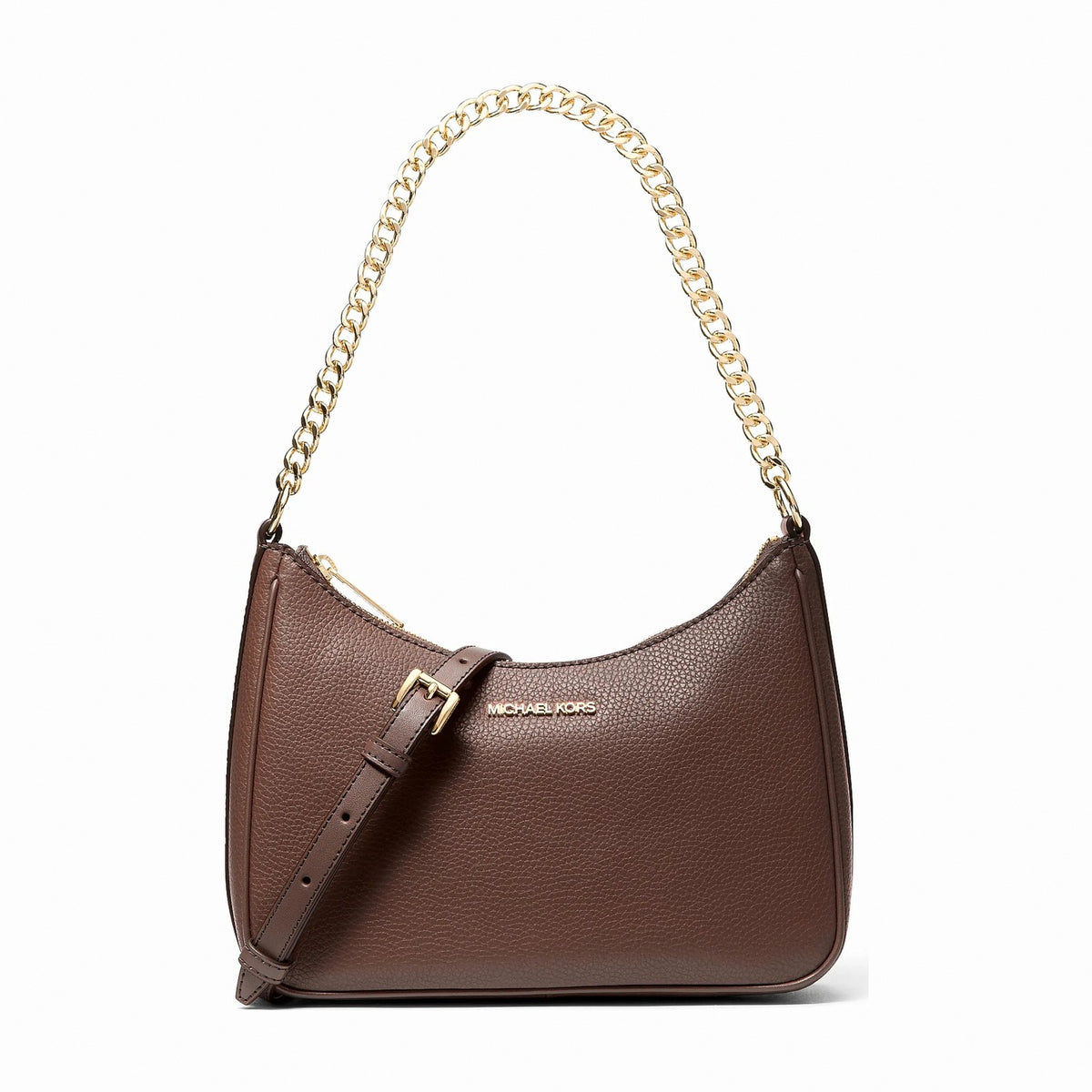 Michael Kors Jet Set Large Pebbled Leather Convertible Crossbody Bag - NUTMEG