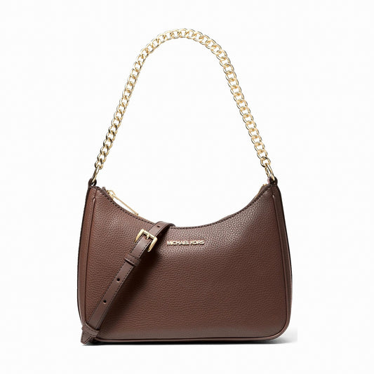 Michael Kors Jet Set Large Pebbled Leather Convertible Crossbody Bag - NUTMEG