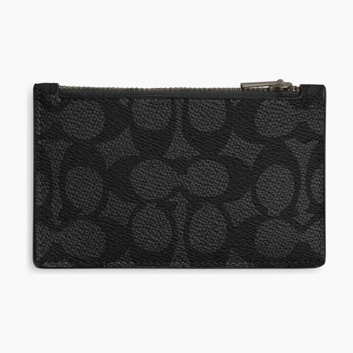Coach Zip Card Case In Signature Canvas - Gunmetal/Charcoal/Black