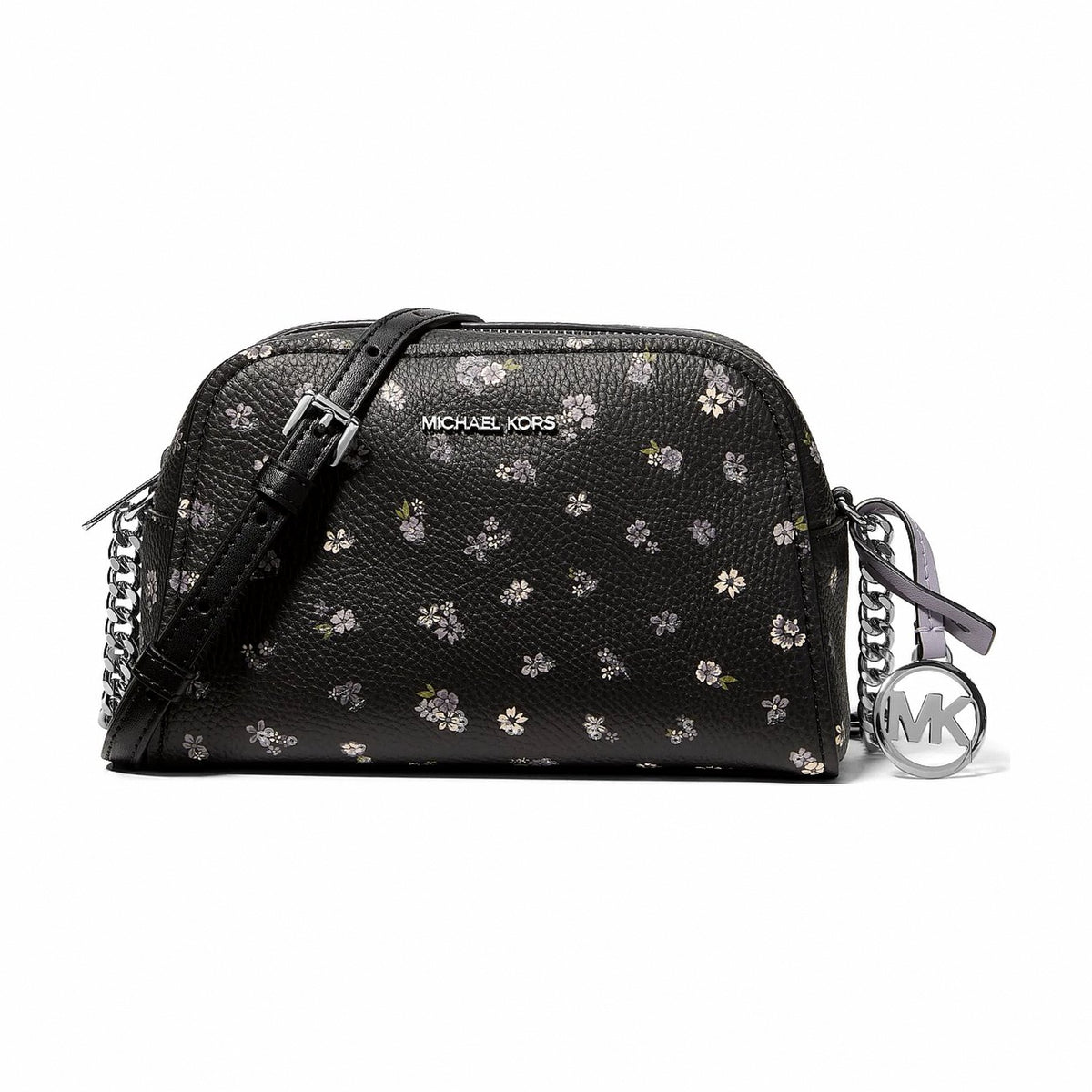 Michael Kors Ashton Extra-Small Floral Printed Camera Crossbody Bag - BLACK