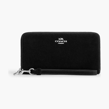 Coach Long Zip Around Wallet - Silver/Black