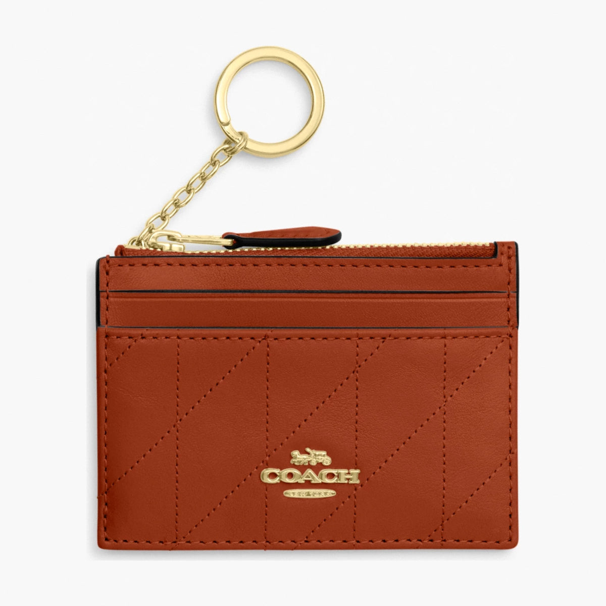 Coach Mini Skinny Id Case With Quilting - Gold/Cinnamon