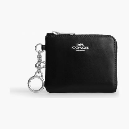 Coach Small Corner Zip Wallet - Silver/Black