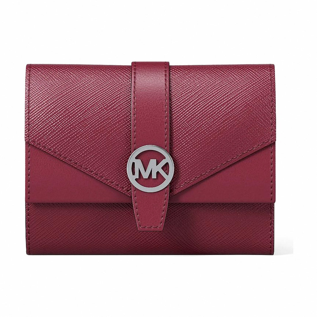 Michael Kors Greenwich Medium Leather Trifold Wallet - MAROON
