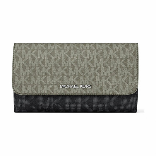 Michael Kors Jet Set Travel Signature Logo Tri-Fold Wallet - OLIVE