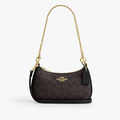 Coach Teri Mini Crossbody Bag In Signature Canvas - Gold/Walnut/Black