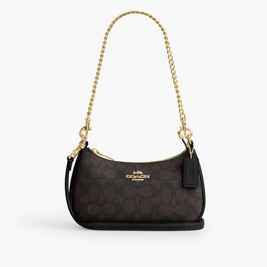 Coach Teri Mini Crossbody Bag In Signature Canvas - Gold/Walnut/Black