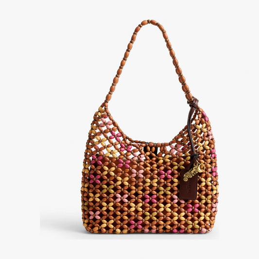 Coach Brooklyn Shoulder Bag 28 With Wooden Beading - Brass/Maple Multi