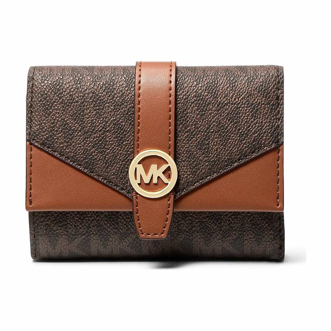 Michael Kors Greenwich Medium Signature Logo Trifold Wallet - BROWN