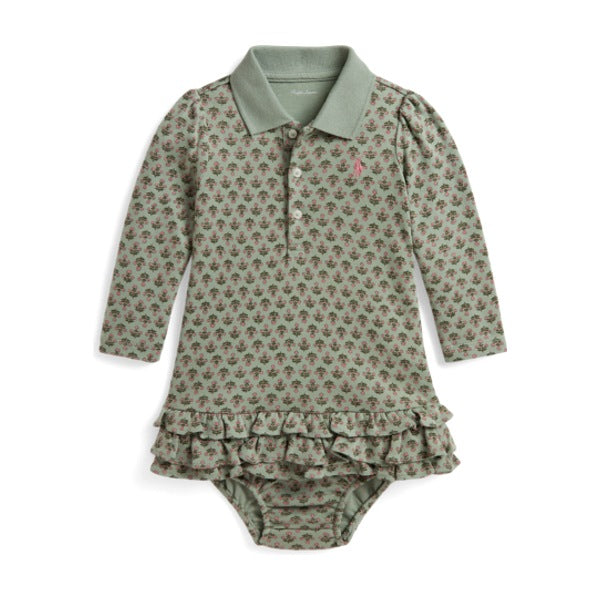 Ralph Lauren Baby Girl Floral Soft Cotton Polo Dress & Bloomer - Rosemund Garden