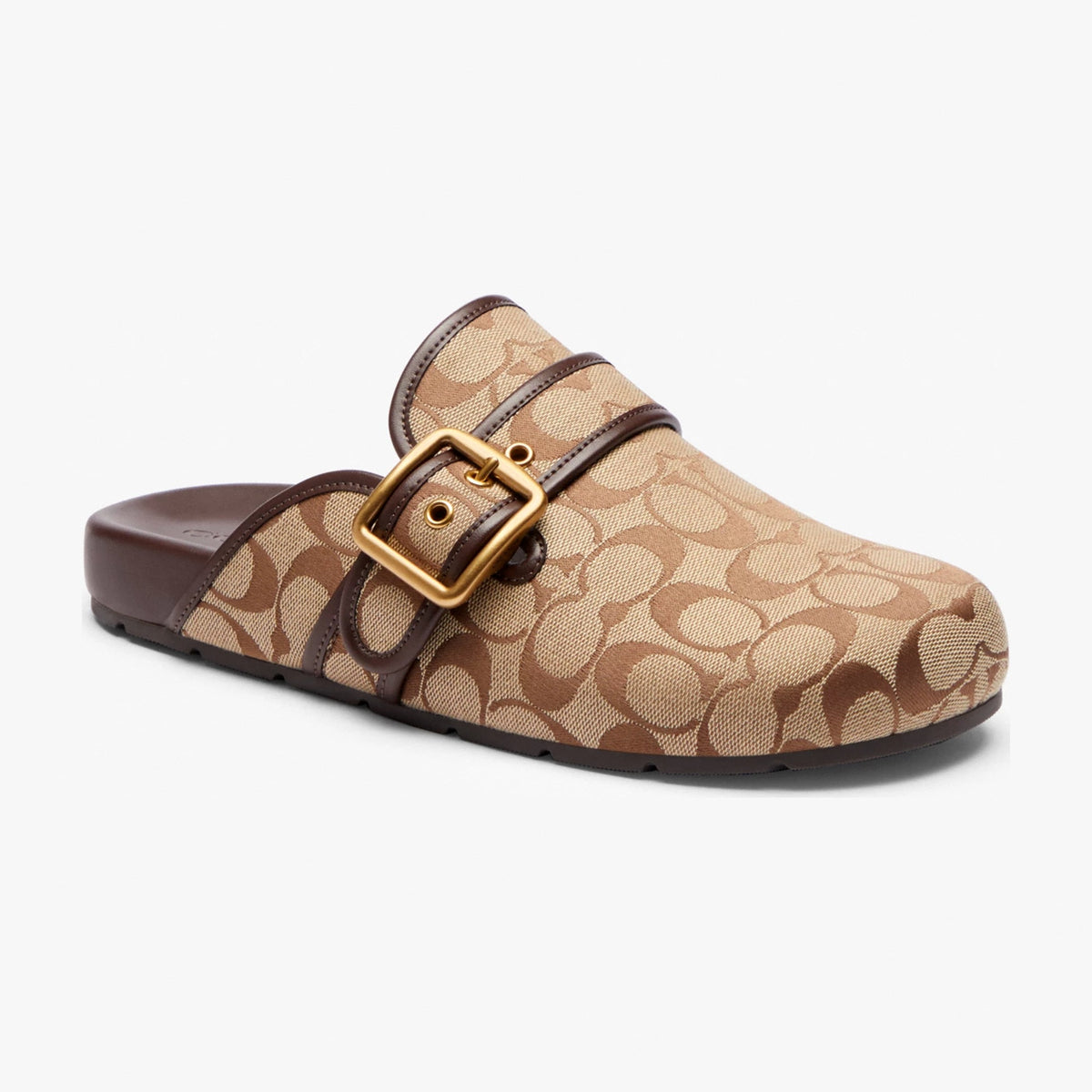 Coach Archival Buckle Clog With Signature Sateen Jacquard - Khaki/Maple