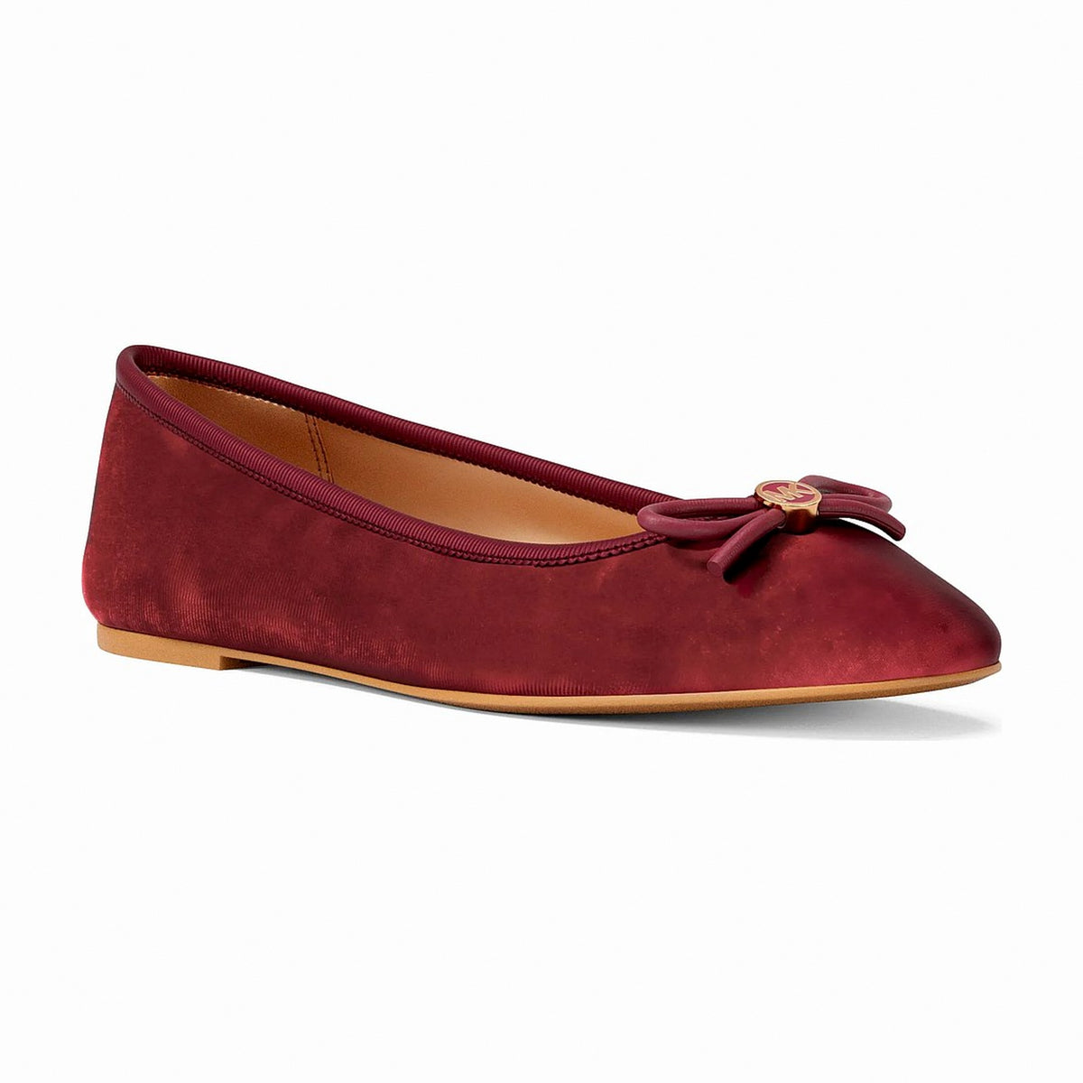 Michael Kors Savannah Logo Debossed Velvet Ballet Flat - MAROON