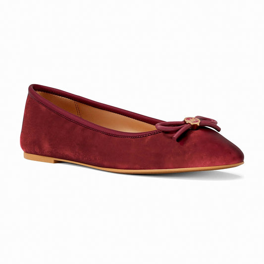 Michael Kors Savannah Logo Debossed Velvet Ballet Flat - MAROON