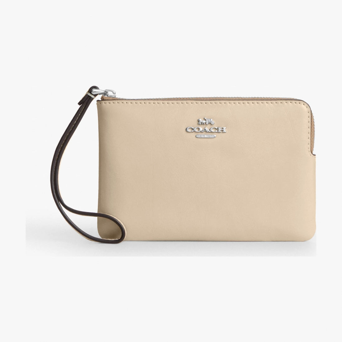 Coach Corner Zip Wristlet - Silver/Ivory