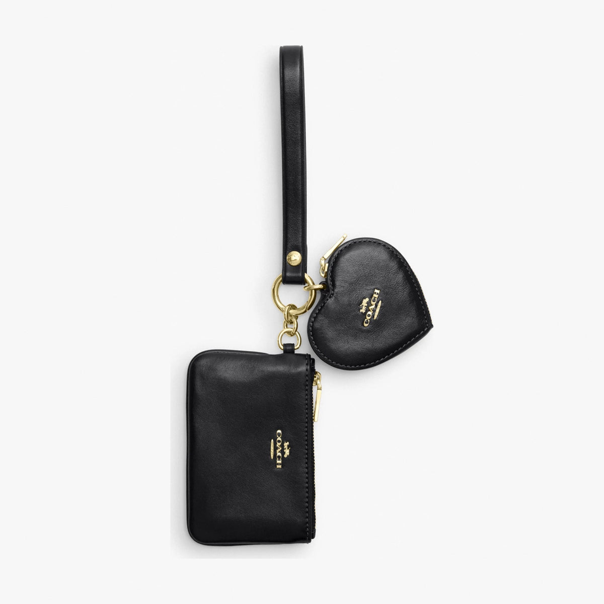 Coach Wristlet And Heart Pouch - Gold/Black
