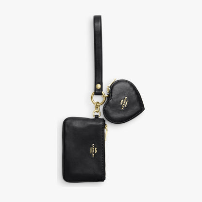 Coach Wristlet And Heart Pouch - Gold/Black