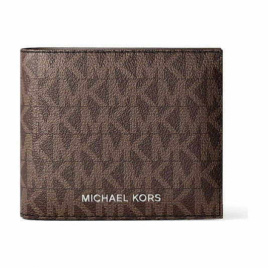 Michael Kors Cooper Logo Billfold Wallet With Coin Pouch - BROWN/BLK