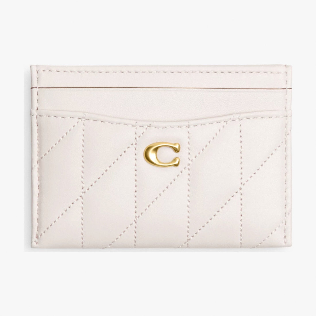 Coach Essential Card Case With Pillow Quilting - Brass/Chalk