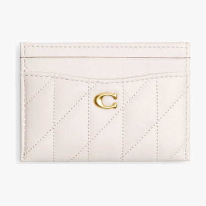 Coach Essential Card Case With Pillow Quilting - Brass/Chalk