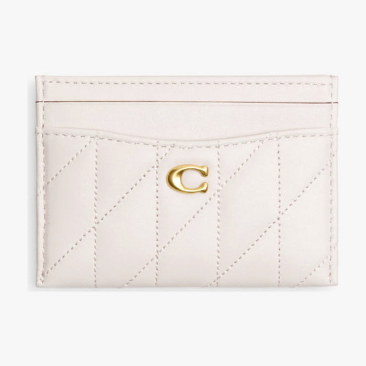 Coach Essential Card Case With Pillow Quilting - Brass/Chalk