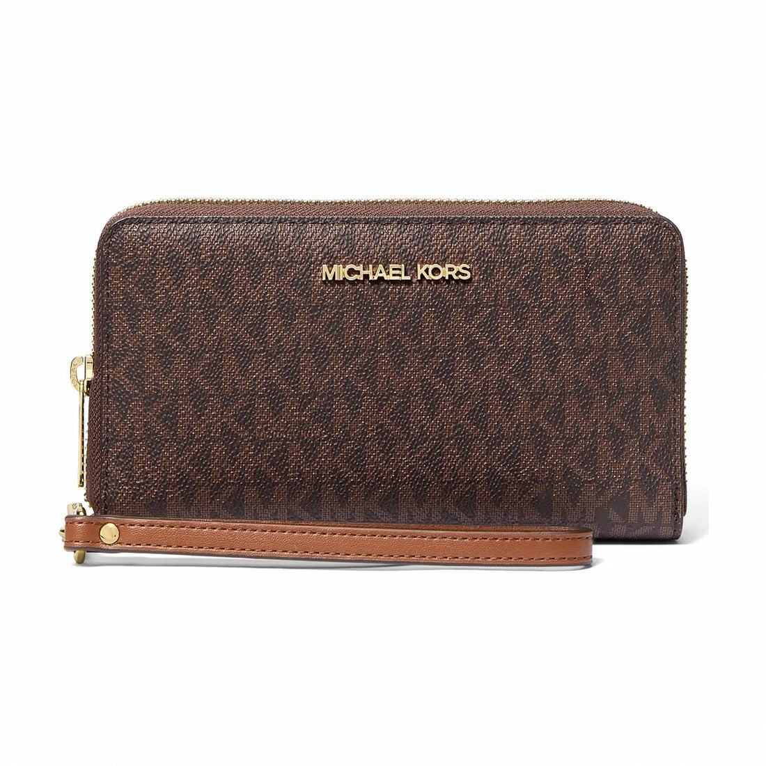 Michael Kors Jet Set Signature Logo Smartphone Wristlet - BROWN