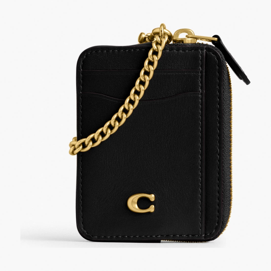 Coach Essential Chain Card Case - Brass/Black
