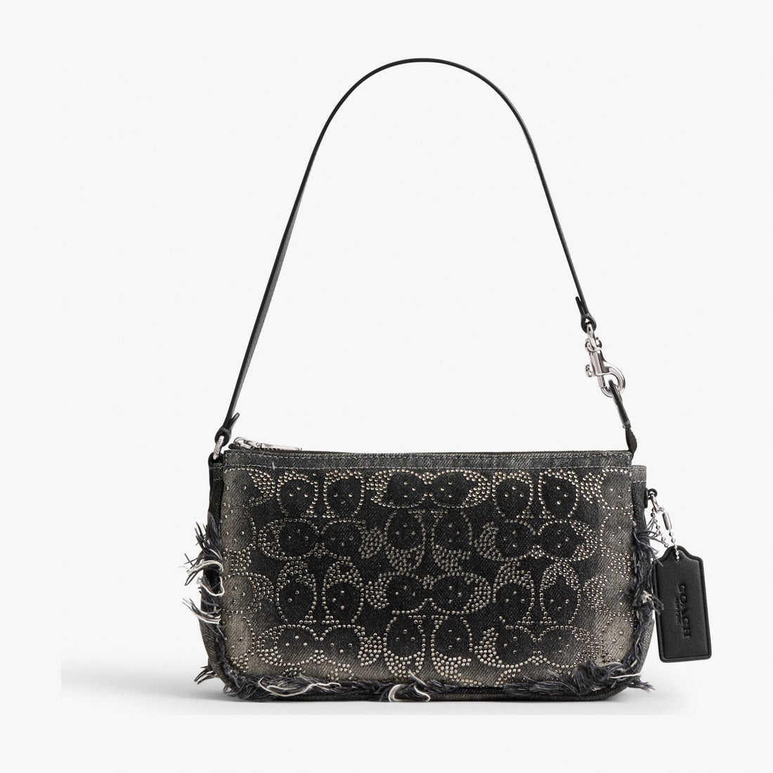 Coach Plaza Bag In Regenerative Cotton Denim With Loved Crystal Signature - Silver/Black