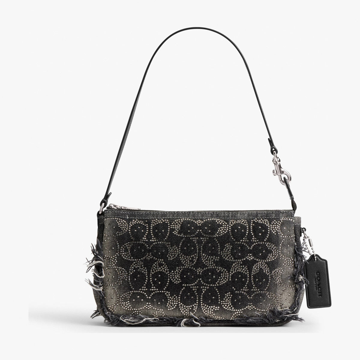Coach Plaza Bag In Regenerative Cotton Denim With Loved Crystal Signature - Silver/Black