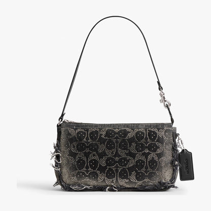 Coach Plaza Bag In Regenerative Cotton Denim With Loved Crystal Signature - Silver/Black