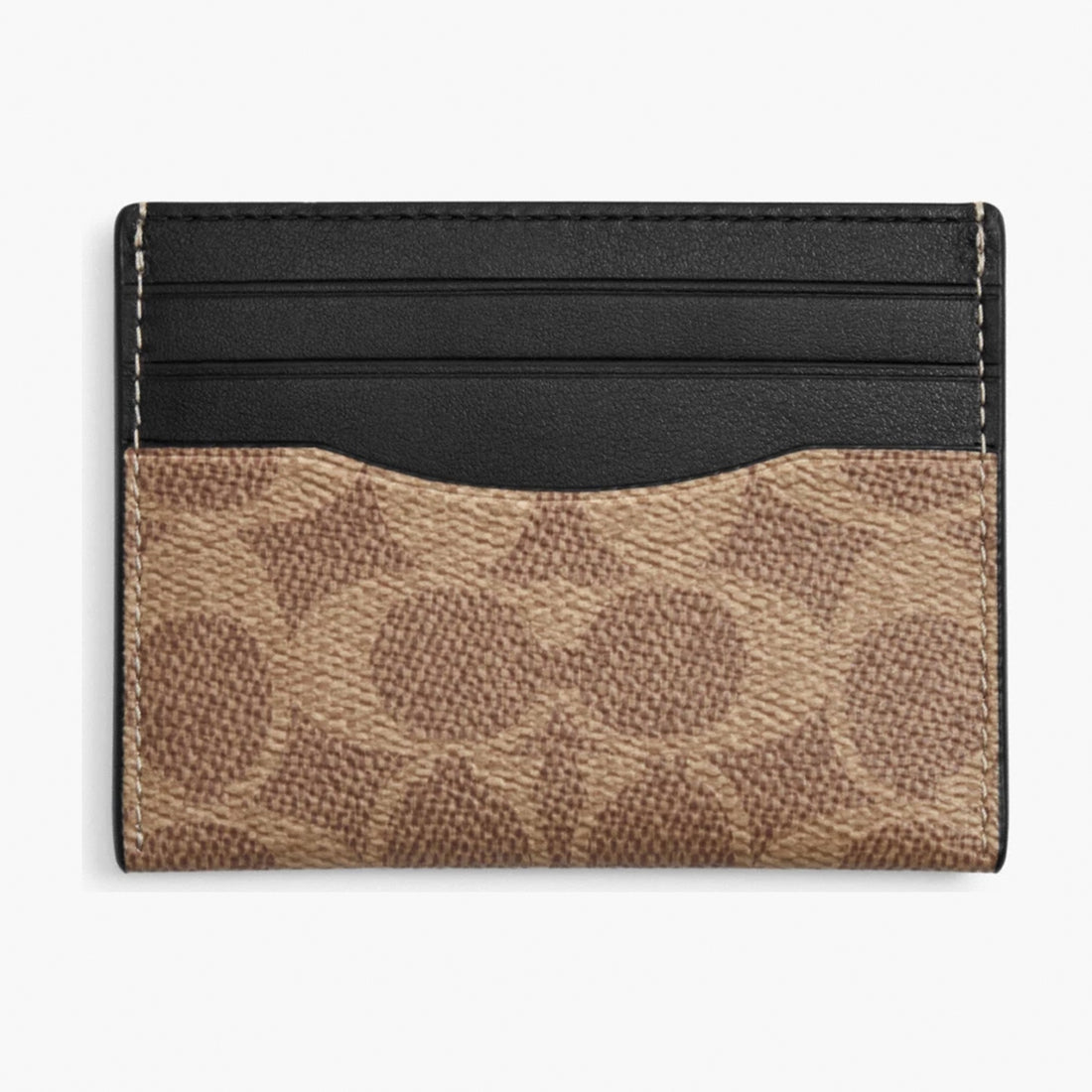 Coach Slim ID Card Case In Signature Canvas - Tan & Black