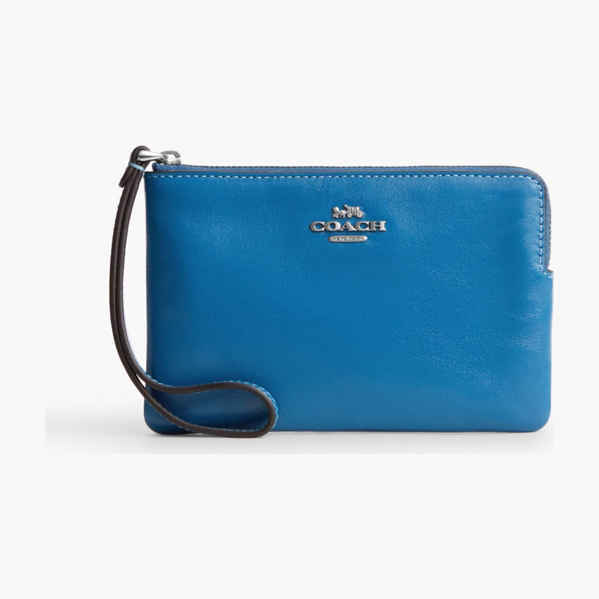 Coach Corner Zip Wristlet - Silver/Blue Jay