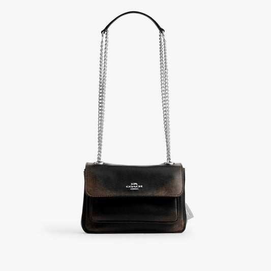 Coach Elodie Crossbody Bag 18 In Loved Leather - Silver/Black Brown