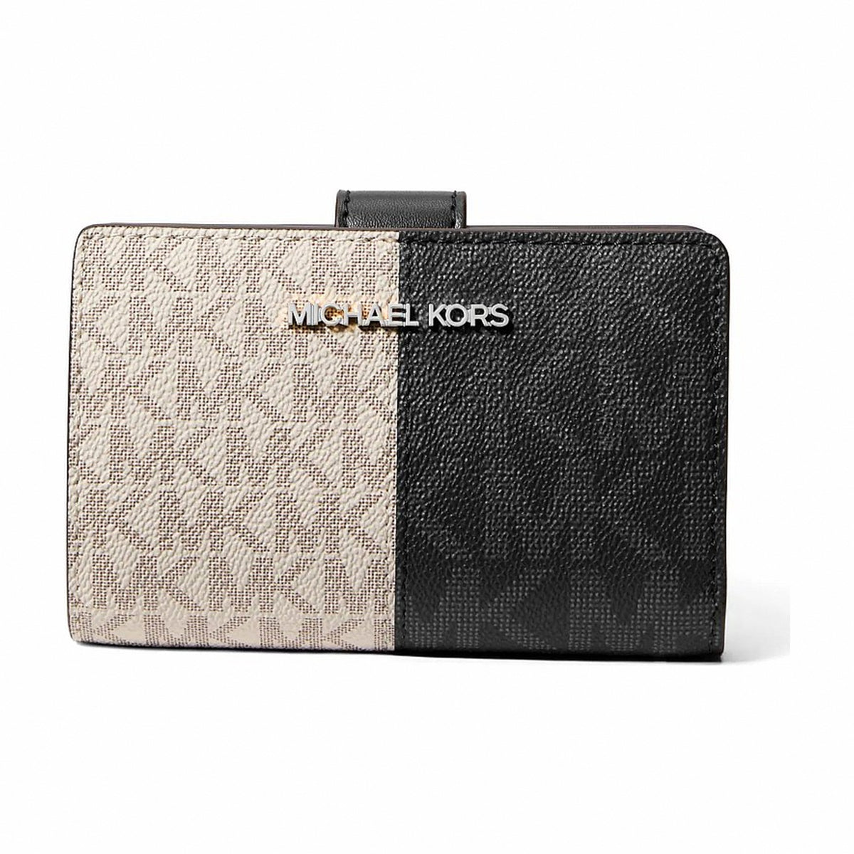 Michael Kors Jet Set Medium Two-Tone Logo Wallet - BLACK COMBO