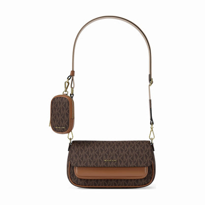 Michael Kors Jet Set Travel Small Signature Logo Crossbody Bag With Pouch - BROWN