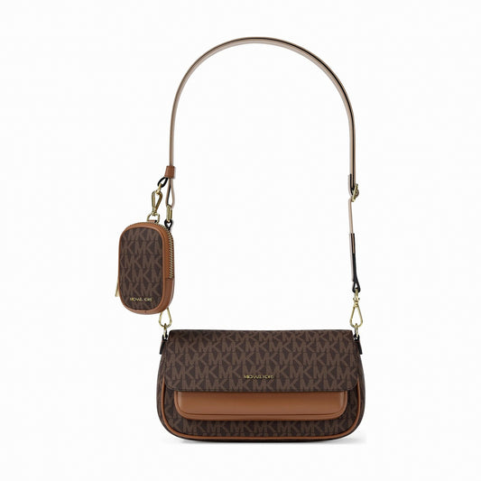 Michael Kors Jet Set Travel Small Signature Logo Crossbody Bag With Pouch - BROWN