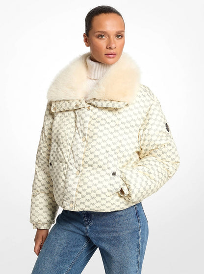 Michael Kors Sherpa Puffer Jacket - CREAM LOGO