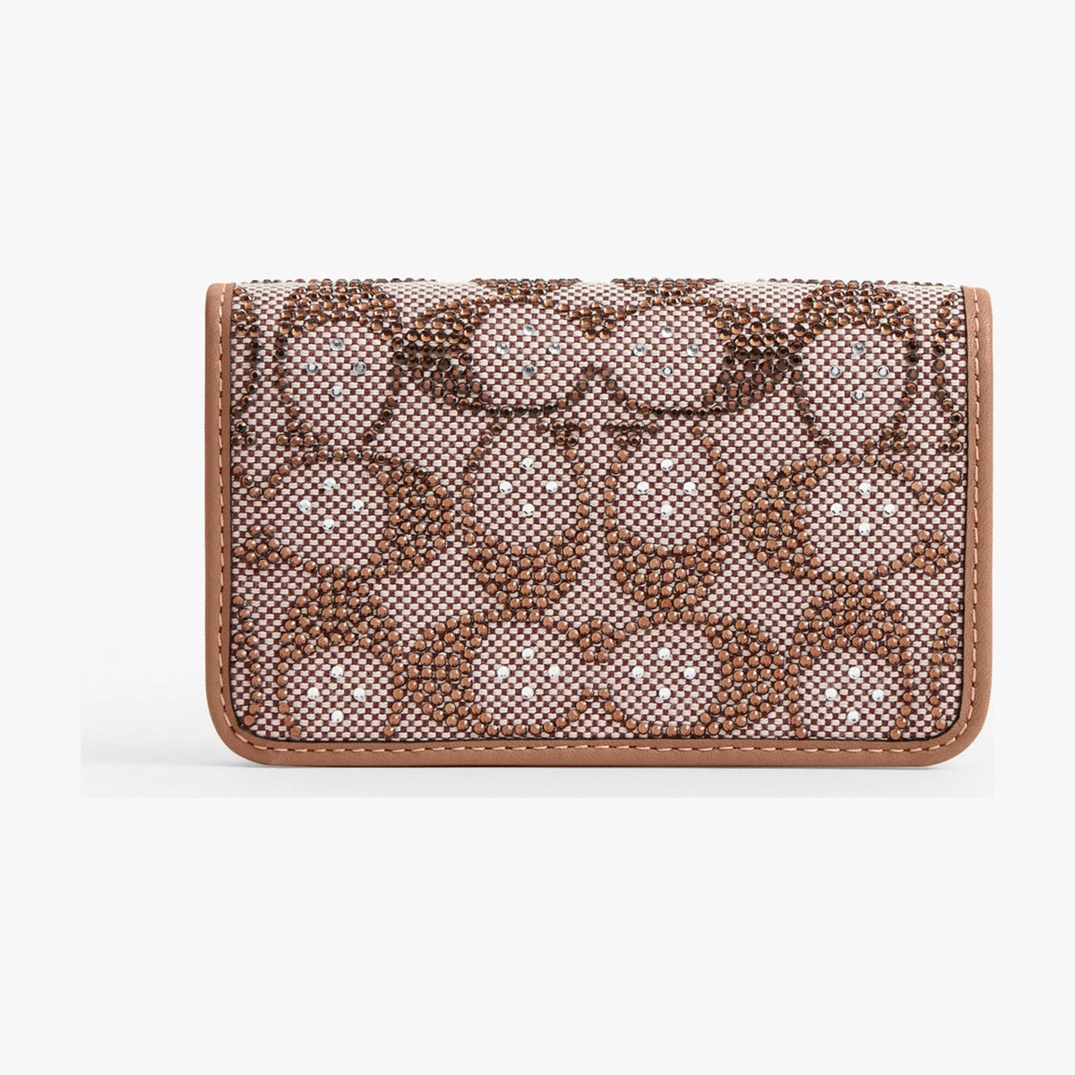 Coach Essential Slim Card Case In Crystal Signature Jacquard - Brass/Mushroom