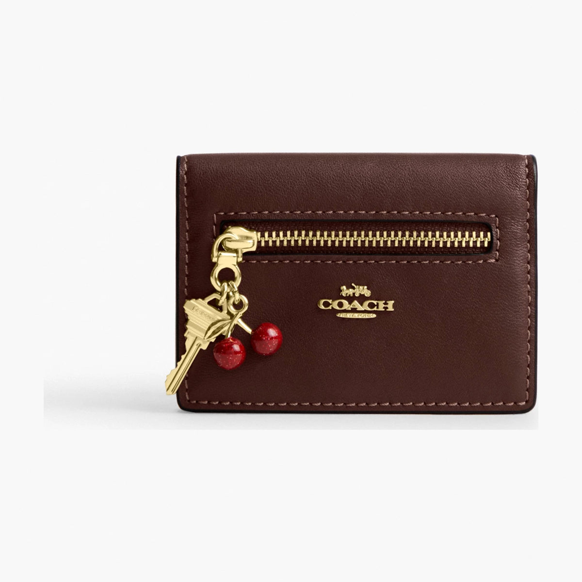 Coach Card Case With Charms - Gold/Maple