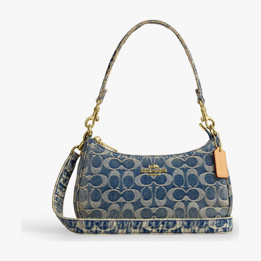 Coach Teri Shoulder Bag In Signature Regenerative Cotton Denim - Gold/Denim