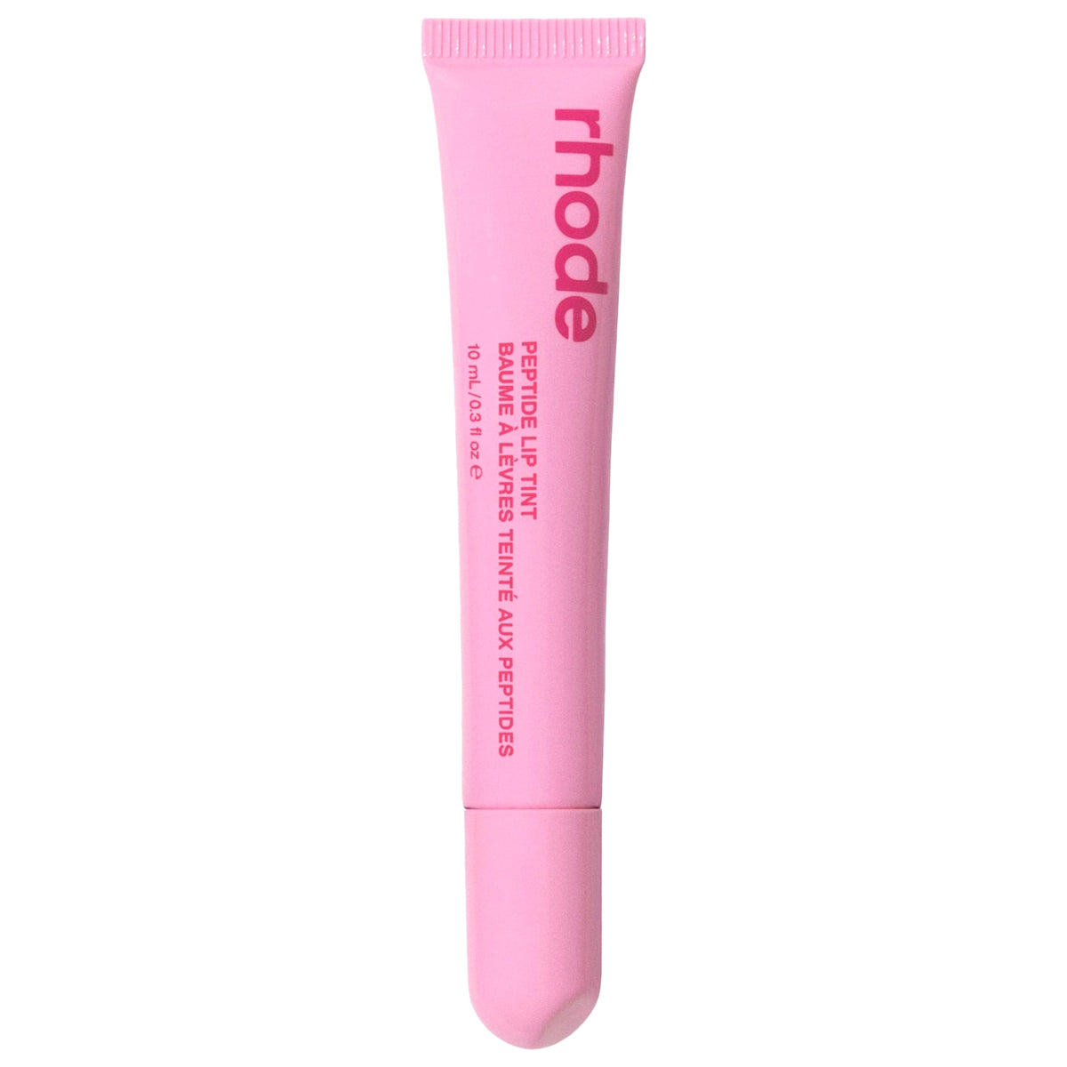 Rhode Peptide Lip Tint Nourishing Glaze - Jelly Bean - shimmery sheer baby pink + sweet pink jelly bean scent